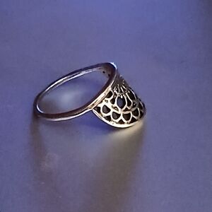 Fashion Jewelry Silver Filigree Floral Band Ring